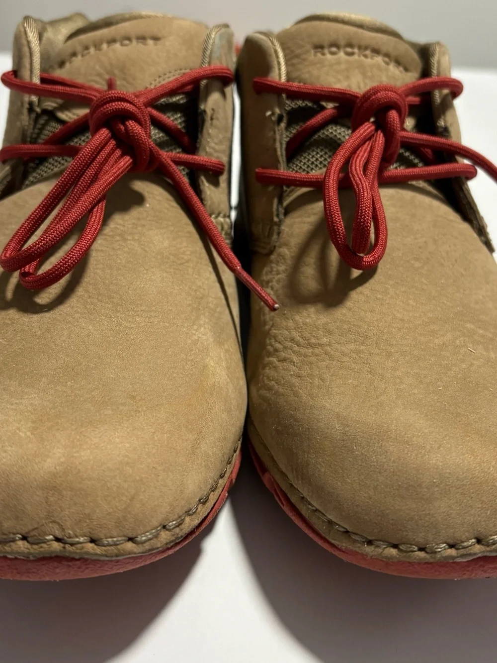 Rockport Men’s Chukka Shoes in Tan with Red Laces